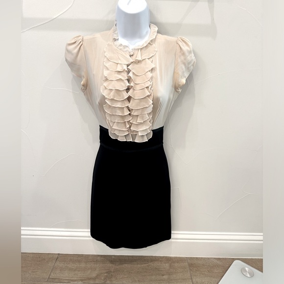 Bebe Black/off-white Ruffle Dress - XXS - Picture 1 of 6